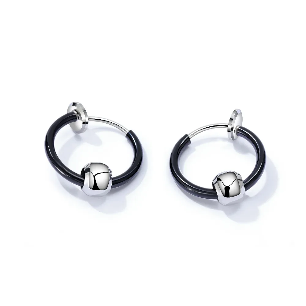 Classic Simple Stainless Steel Bead Hoop Earrings For Man woman black/steel color Ear Jewelry No ear hole
Classic Simple Stainless Steel Bead Hoop Earrings For Man woman black/steel color Ear Jewelry No ear hole