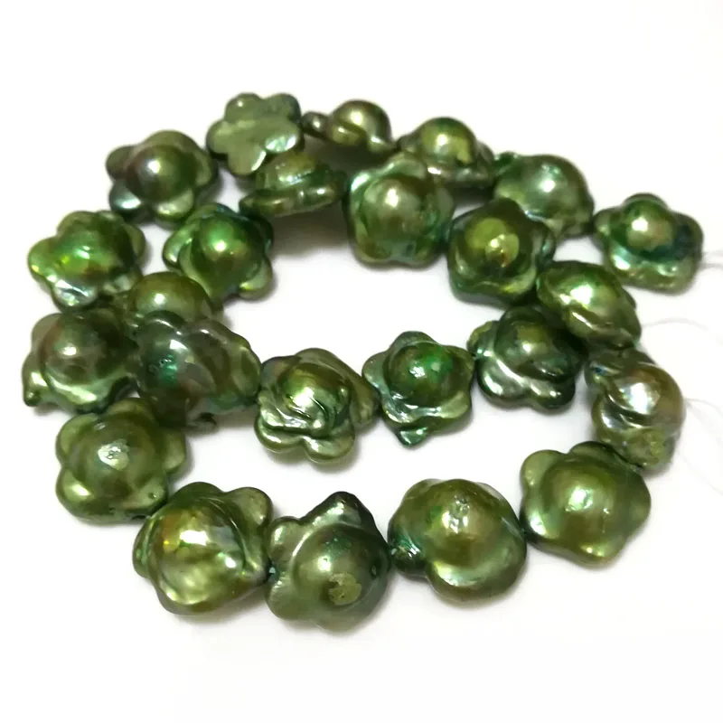 16 inches 16-17mm Green Flower Shaped Natural Nucleated Baroque Pearl Loose Strand
16 inches 16-17mm Green Flower Shaped Natural Nucleated Baroque Pearl Loose Strand