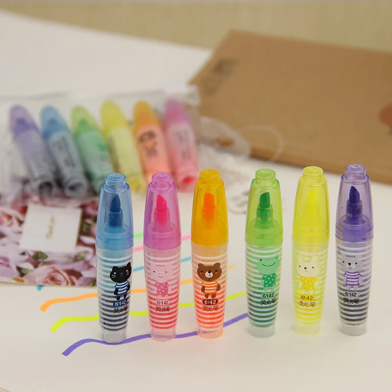 6PCS/lot Mini Animals Highlighter Pen Creative Lovely Cartoon Marking Pens Students Learn Stationery Supplies Highlighters
6PCS/lot Mini Animals Highlighter Pen Creative Lovely Cartoon Marking Pens Students Learn Stationery Supplies Highlighters