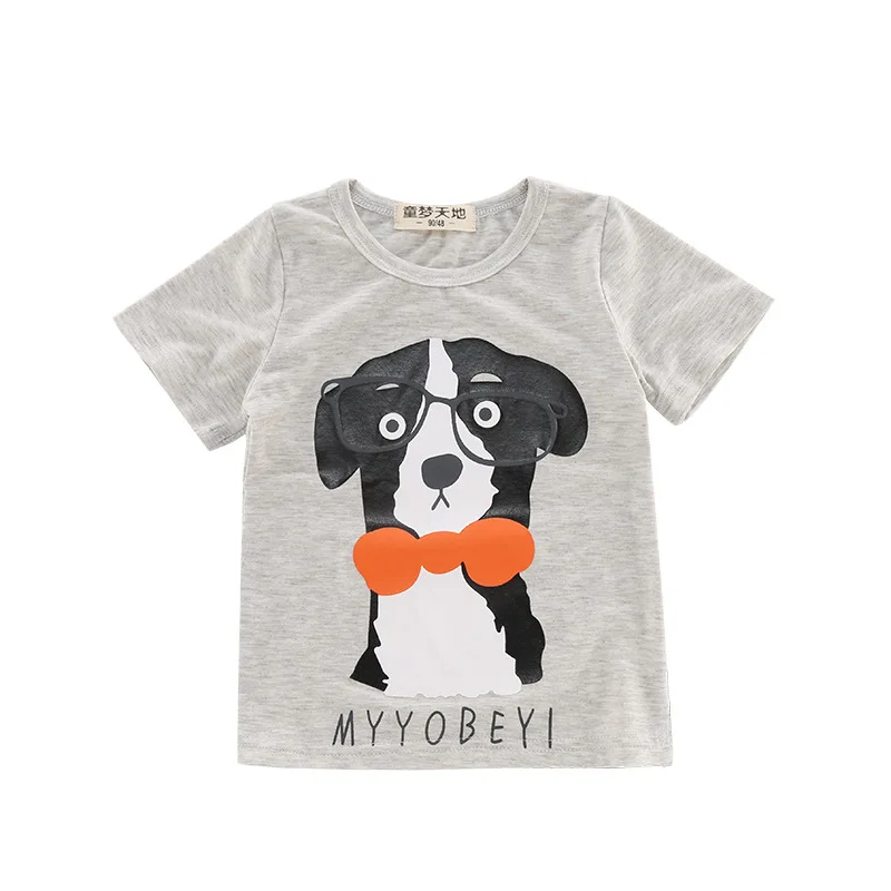 Детская одежда летние детские футболки с рисунком собаки повседневные милым