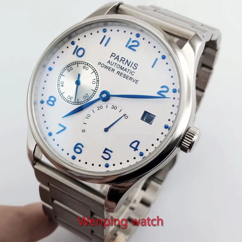 Parnis 43mm white dial date power reserve Automatic Self-Wind Mechanical movement men's watch Mechanical watches
Parnis 43mm white dial date power reserve Automatic Self-Wind Mechanical movement men's watch Mechanical watches