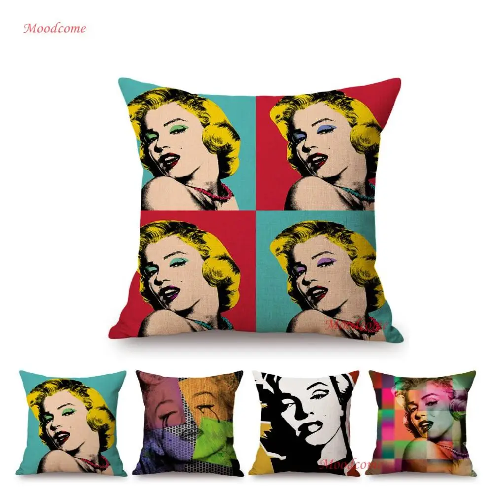 

Sexy Marilyn Monroe Classic Portrait Painting Modern Home Decoration POP Art Sofa Throw Pillow Case Cotton Linen Cushion Cover