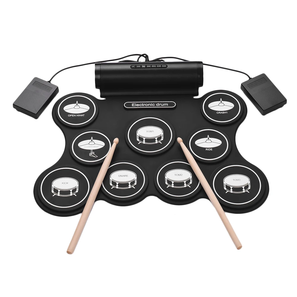 Portable Stereo Digital Electronic Roll Up Drum Kit 9 Silicon Drum Pads Support MIDI Function Built-in Speakers USB Powered for Beginners Children
Portable Stereo Digital Electronic Roll Up Drum Kit 9 Silicon Drum Pads Support MIDI Function Built-in Speakers USB Powered for Beginners Children