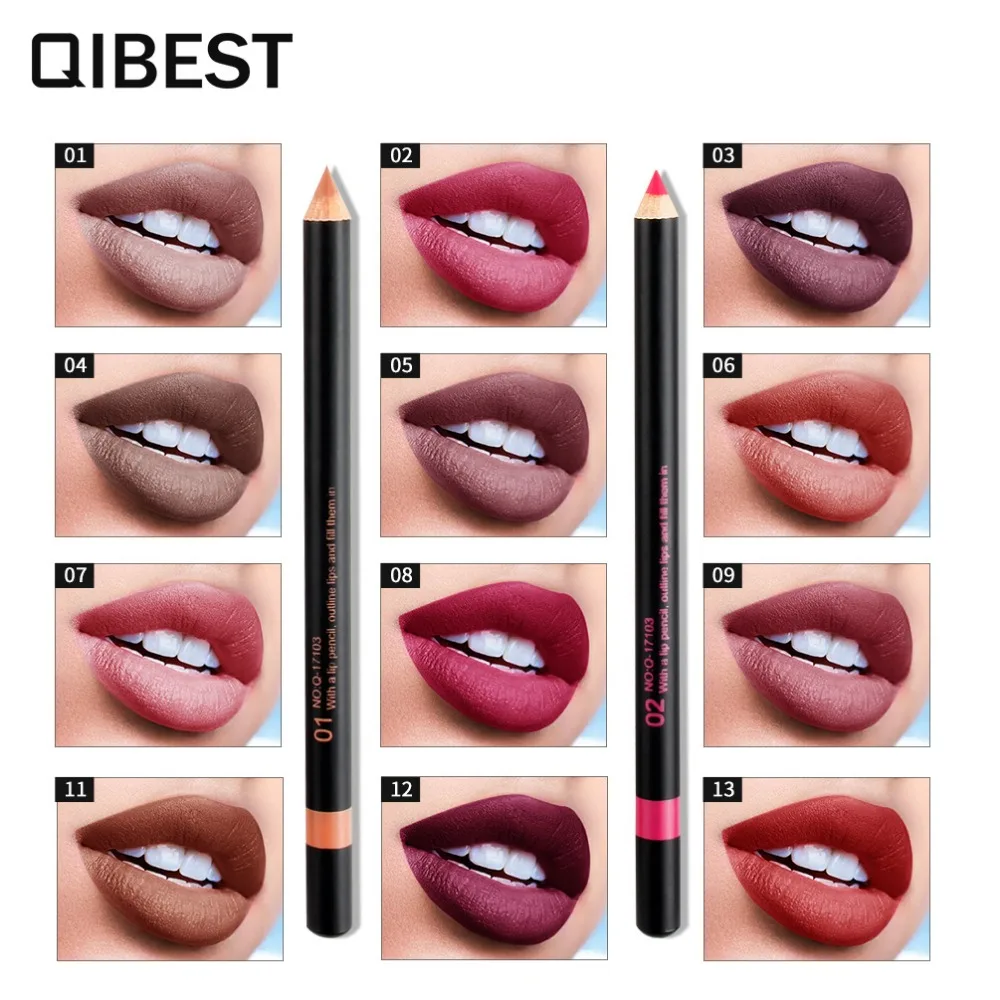 QIBEST 12 шт. с контурным карандашом для губ Губная помада Красота макияж