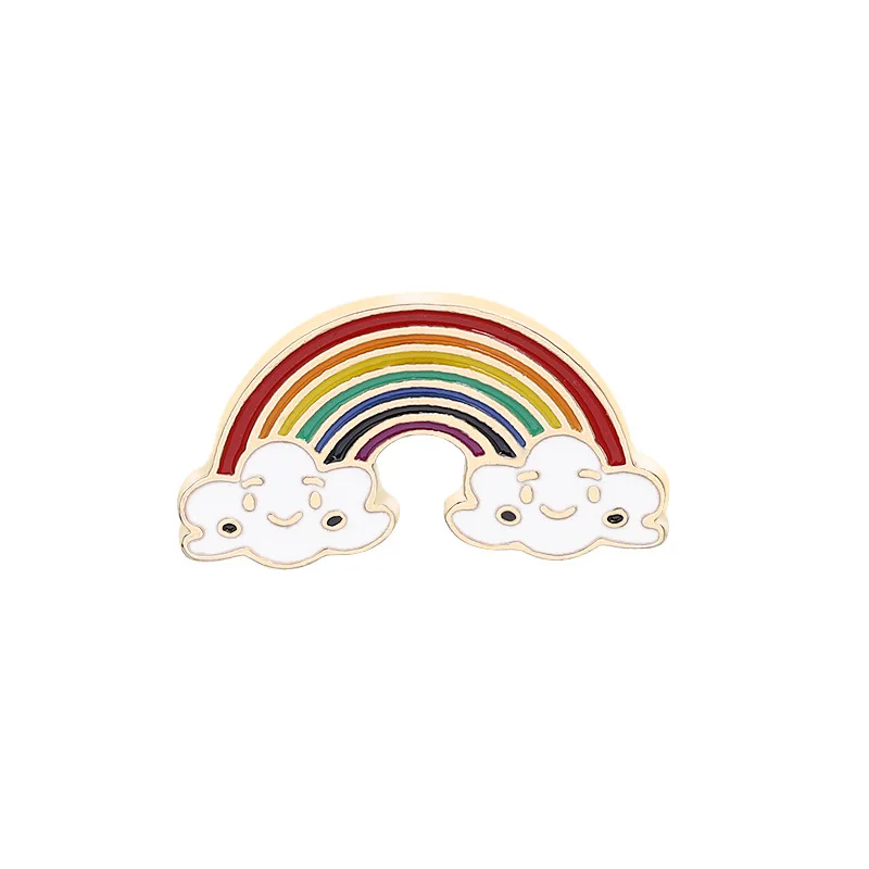 Cartoon Cute Rainbow and Moon Brooch Men Enamel Pin Brooches Women Creative Rainbows Clouds Metal Pins Denim Badge Decoration | Украшения и