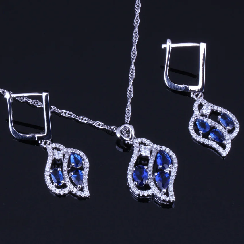 Glaring Leaf Blue Cubic Zirconia White CZ Silver Plated Jewelry Sets Earrings Pendant Chain V0024
Glaring Leaf Blue Cubic Zirconia White CZ Silver Plated Jewelry Sets Earrings Pendant Chain V0024