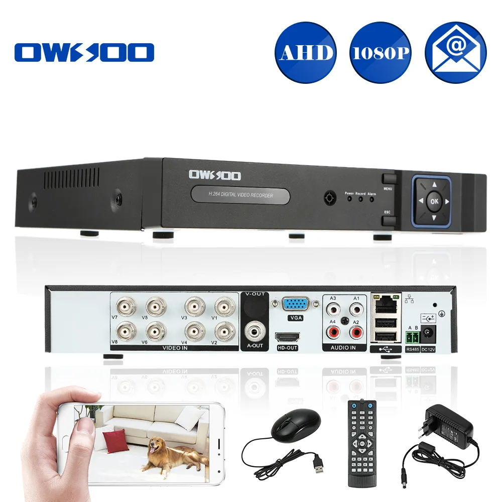 OWSOO 8CH AHD DVR записывающее устройство видеонаблюдения H.264 P2P облачный 8 канальный