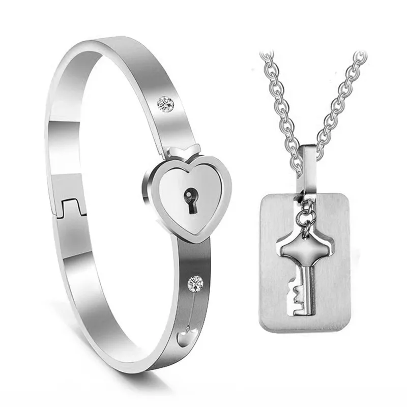 2 шт. набор украшений для влюбленных ключей концентрические подвески ожерелья +