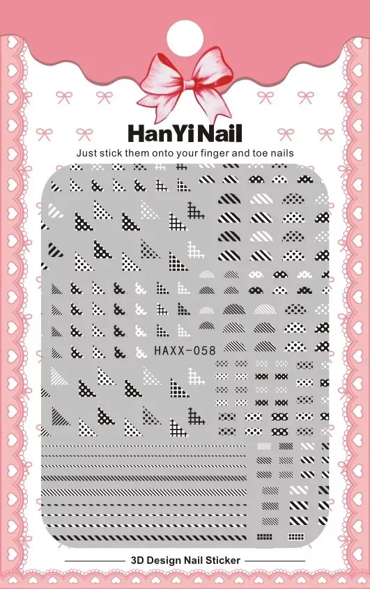 Newest HAXX-54-55-56-57-58-59 Wave point 3d nail art sticker nail decal stamping export japan design
Newest HAXX-54-55-56-57-58-59 Wave point 3d nail art sticker nail decal stamping export japan design