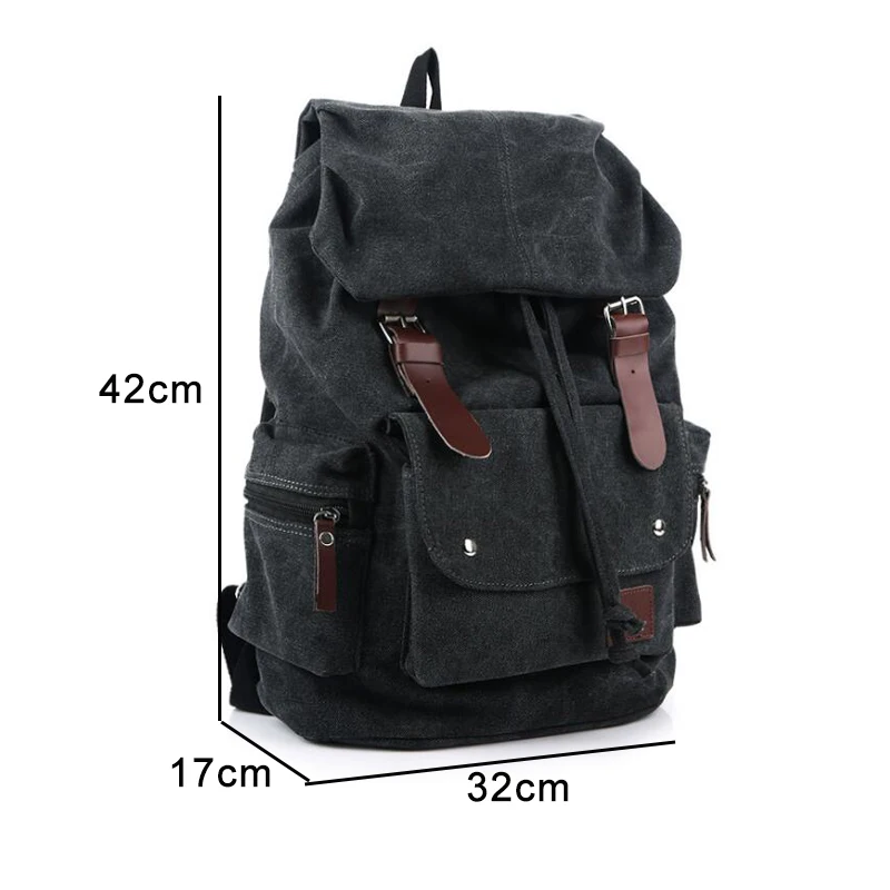

2020 Men Casual Canvas Large Capacity Practical Backpack Casual Travel Bagpack Teenagers School Bags Black Brown Green WL22
