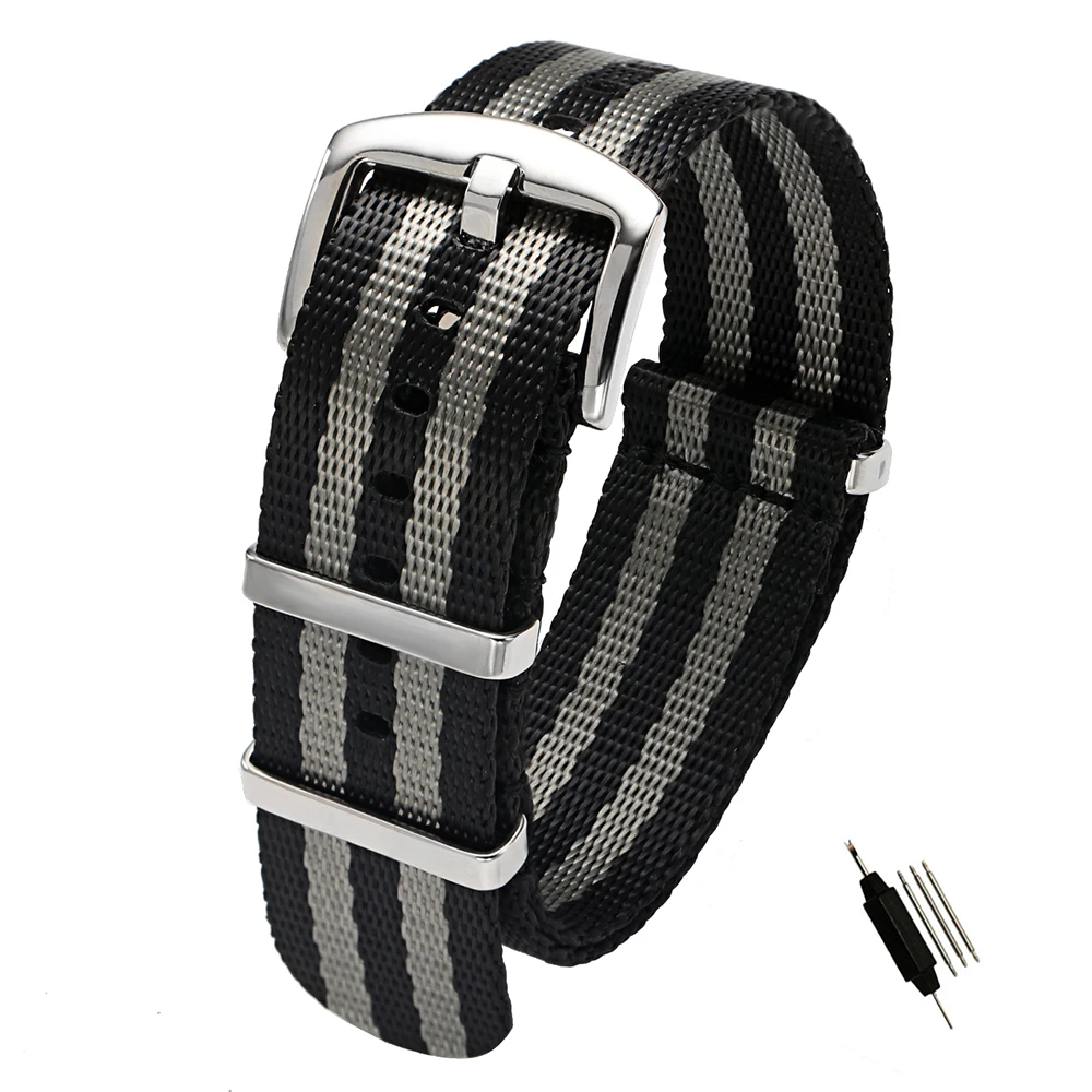 18 20 22 24mm Seat Belt Nylon NATO Zulu Strap Heavy Duty Military Watch Band Replacement Watch Straps Black/Grey James Bond
18 20 22 24mm Seat Belt Nylon NATO Zulu Strap Heavy Duty Military Watch Band Replacement Watch Straps Black/Grey James Bond
