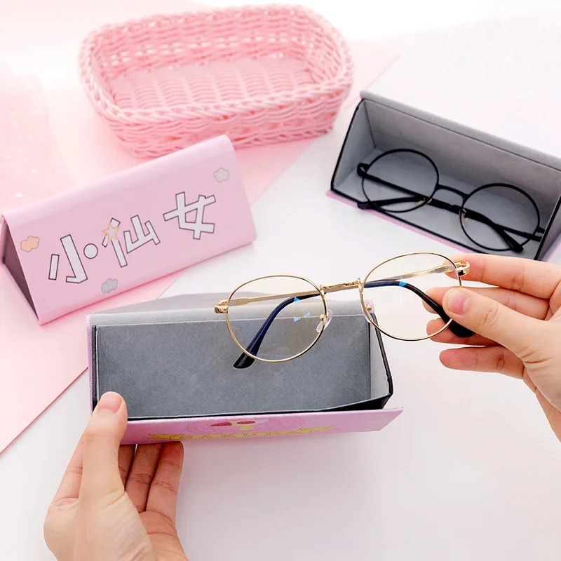 1PCS Fashion Creative Flamingo Unicorns PU Folding Glasses Box Portable Storage Tool Utility School Office Supplies | Канцтовары для