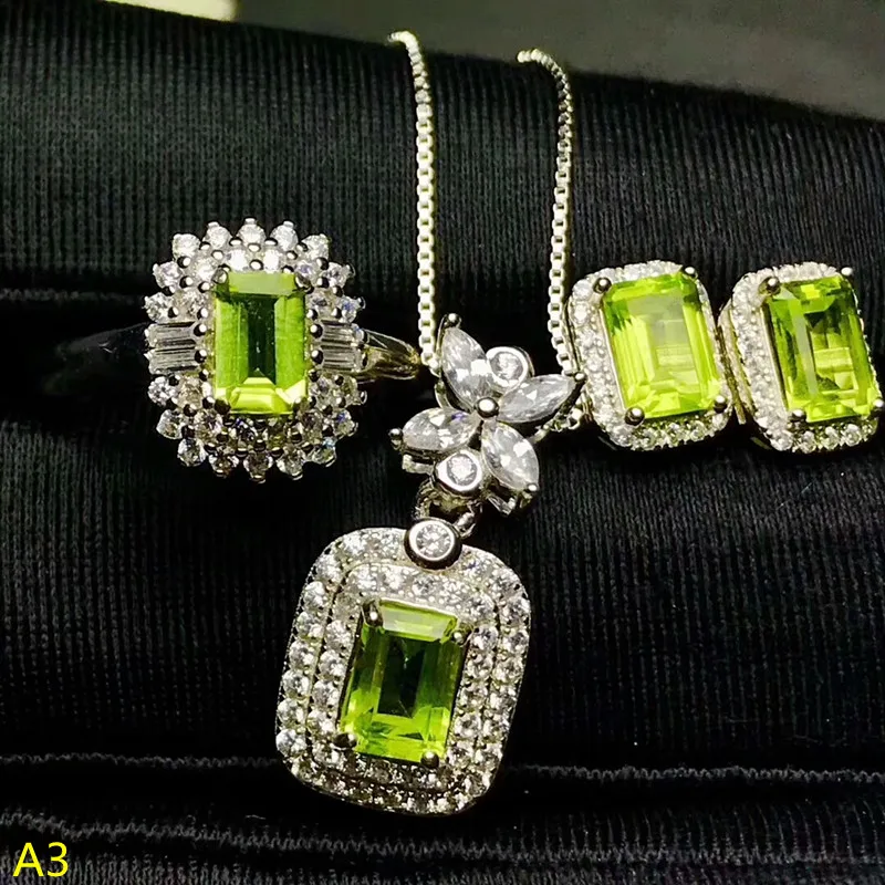 

KJJEAXCMY Boutique jewels женское кольцо с подвеской из чистого серебра 925 пробы, инкрустированное натуральным оливином, 3 набора серебряного золота.