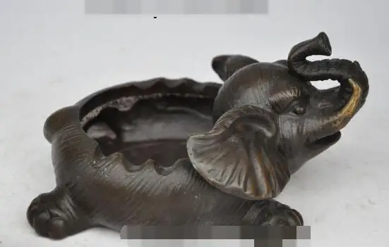 S00237 6"Chinese Fengshui Bronze Long nose elephant auspicious statue Pen wash Ashtray
S00237 6"Chinese Fengshui Bronze Long nose elephant auspicious statue Pen wash Ashtray