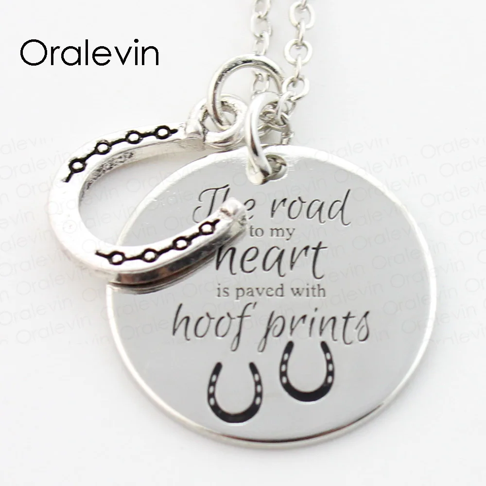 The Road to my heart is paved with hoof prints Engraved Horseshoe Pendant Charms Necklace Jewelry ,22MM, 10Pcs/Lot,#LN304
The Road to my heart is paved with hoof prints Engraved Horseshoe Pendant Charms Necklace Jewelry ,22MM, 10Pcs/Lot,#LN304