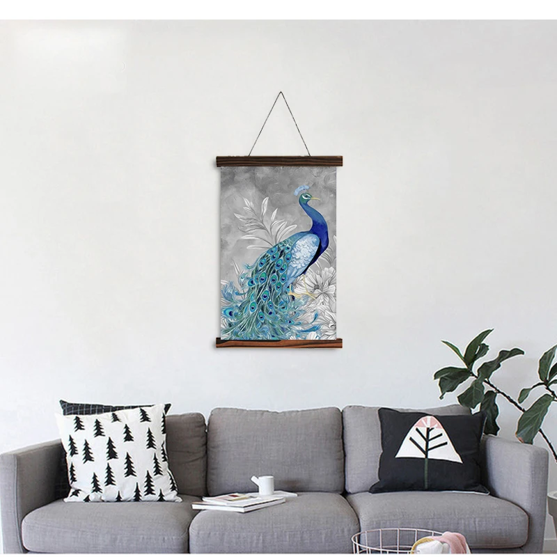 Scroll painting modern wall art hanging canvas painting beautiful peacock picture HD printed pictures for living room decoration
Scroll painting modern wall art hanging canvas painting beautiful peacock picture HD printed pictures for living room decoration