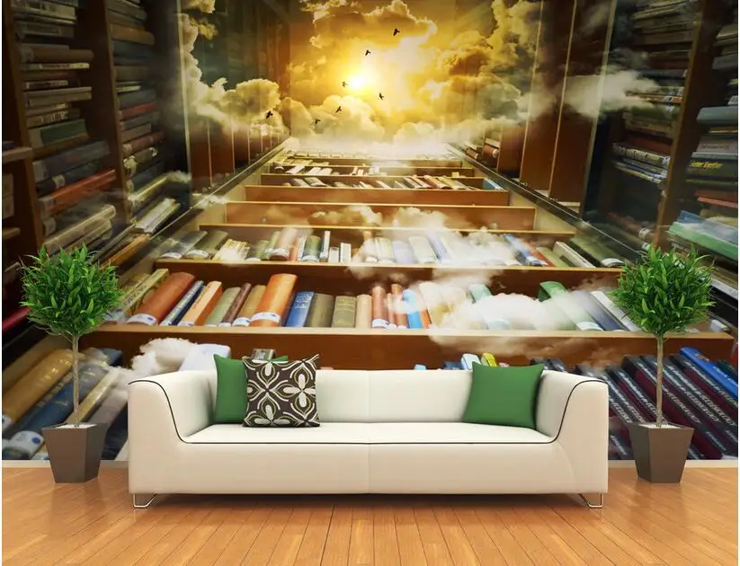 3d обои высокого класса на заказ настенная Нетканая наклейка 3 d книга bookrack sky
