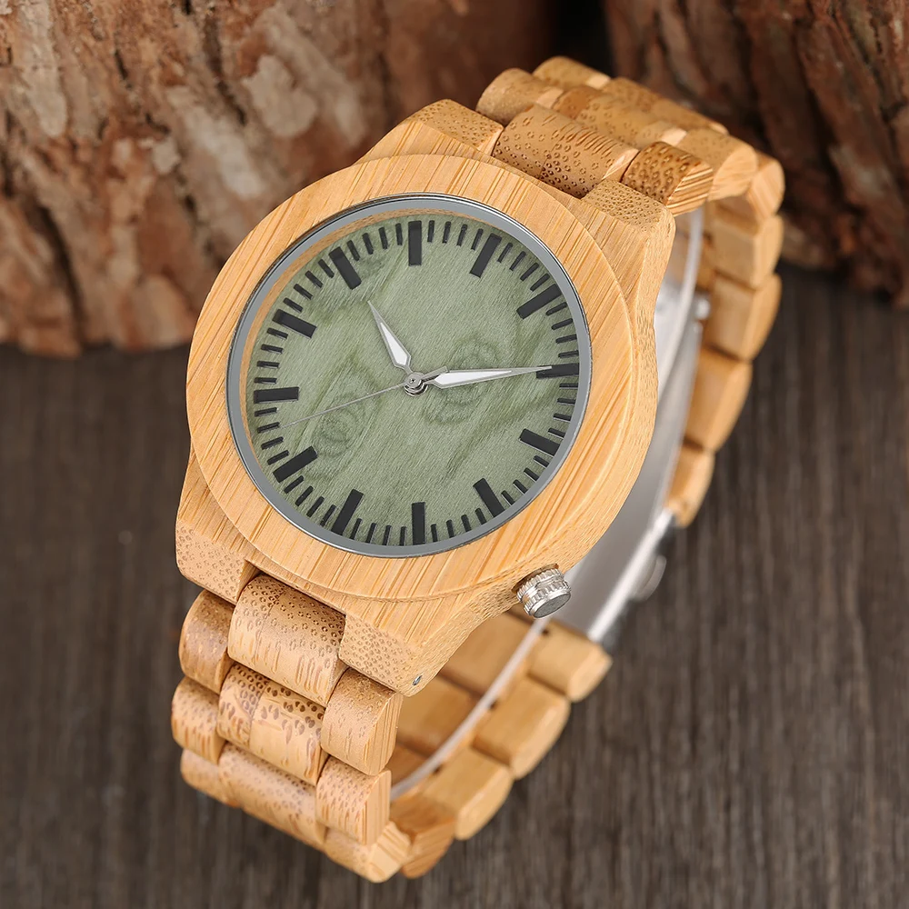 Creative Fresh Green Dial Wooden Quartz Watch 100% Natural Handmade Men's Full Bamboo Wood Wristwatch Fashion Casual Hour Clocks
Creative Fresh Green Dial Wooden Quartz Watch 100% Natural Handmade Men's Full Bamboo Wood Wristwatch Fashion Casual Hour Clocks