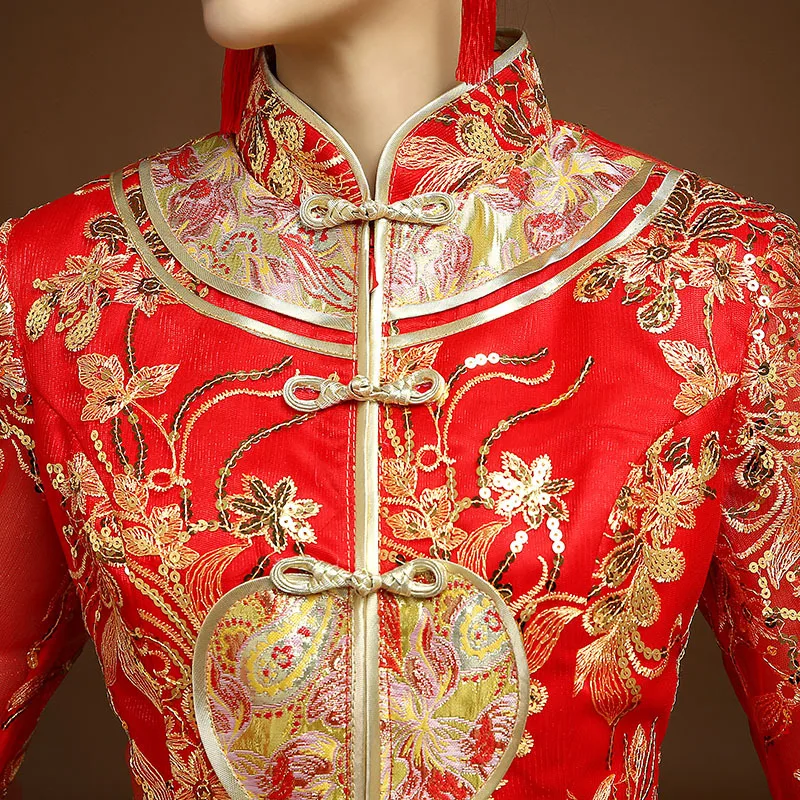 Red embroidery Chinese Traditional Cheongsam Sexy Qipao Dresses Long Wedding Dress Oriental Wedding Gowns Bride Traditions
Red embroidery Chinese Traditional Cheongsam Sexy Qipao Dresses Long Wedding Dress Oriental Wedding Gowns Bride Traditions