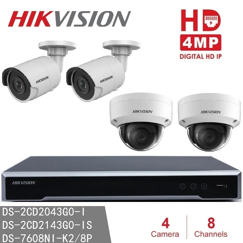 

Hikvision, IP-камера системы видеонаблюдения, сетевой видеорегистратор DS-7608NI-K2/8P, 8-канальная, 8-канальная, + 4-мегапиксельная IP-камера, цилиндрическ...