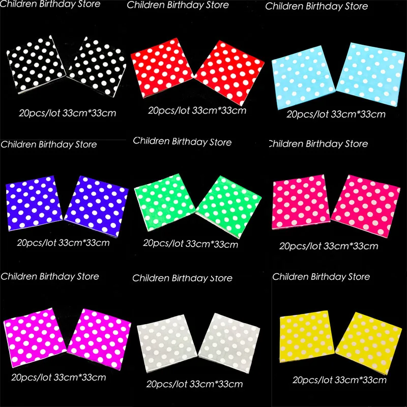 20pcs/pack polka dots theme disposable napkins dots theme birthday party decorations polka dots towels paper napkins
20pcs/pack polka dots theme disposable napkins dots theme birthday party decorations polka dots towels paper napkins