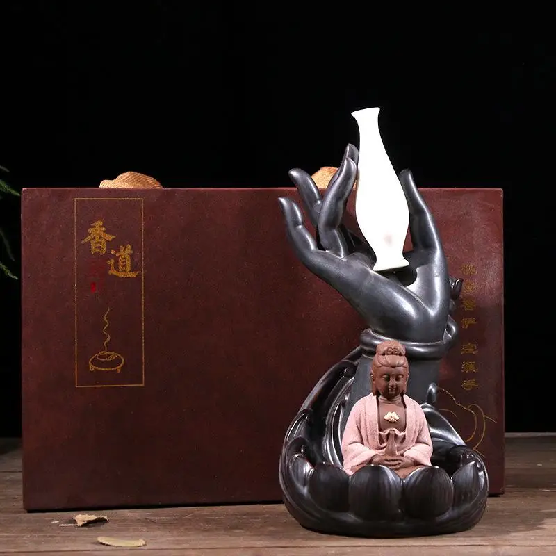 Ceramic Backflow Incense Burner Tathagata Buddha Hand Lotus Incense Cones Stick Holder Creative Home Bouddha Decor Cascada Zen
Ceramic Backflow Incense Burner Tathagata Buddha Hand Lotus Incense Cones Stick Holder Creative Home Bouddha Decor Cascada Zen