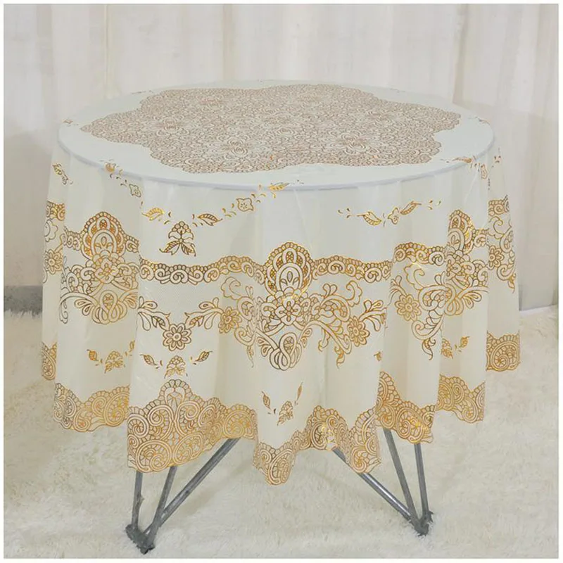 PVC Bronzing Round Tablecloth Kitchen Or Living Room Tablecloth Elegant and generous Waterproof Oilproof Anti Hot Tablecloth
PVC Bronzing Round Tablecloth Kitchen Or Living Room Tablecloth Elegant and generous Waterproof Oilproof Anti Hot Tablecloth