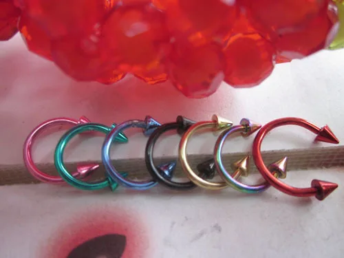 100pcs stainless steel anodized colors circular ring with spike body piercing jewelry lip rings
100pcs stainless steel anodized colors circular ring with spike body piercing jewelry lip rings