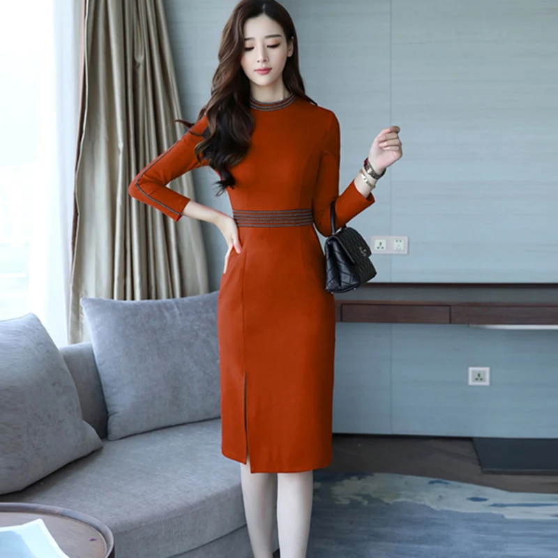 2018 Autumn Women Elegant Split Knee-Length Party Dresses Winter Slim Dresses Fashion Package Hips Sexy Dress LJ2020
2018 Autumn Women Elegant Split Knee-Length Party Dresses Winter Slim Dresses Fashion Package Hips Sexy Dress LJ2020