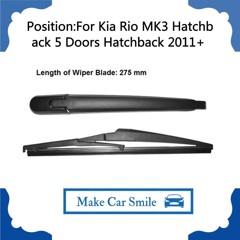 For Kia Rio MK3 Hatchback 5D 2011+ Rear Windshield Window Wiper Arm Blade Set