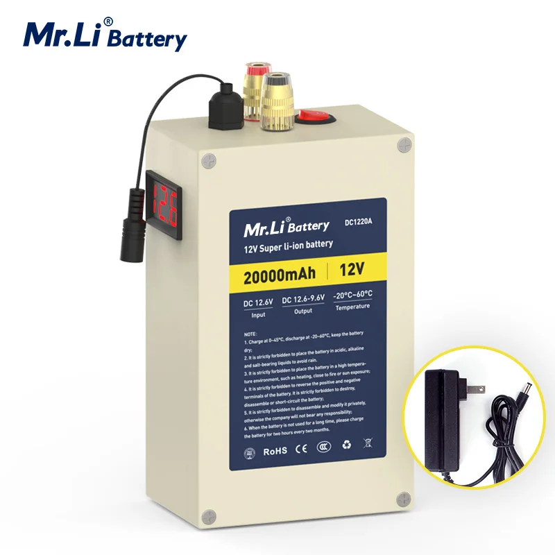 Mr.Li 12V 20Ah Rechargeable Lithium Battery Pack With Build in BMS For Outdoor Power Supply Home Appliance Boat Power Sonar
Mr.Li 12V 20Ah Rechargeable Lithium Battery Pack With Build in BMS For Outdoor Power Supply Home Appliance Boat Power Sonar
