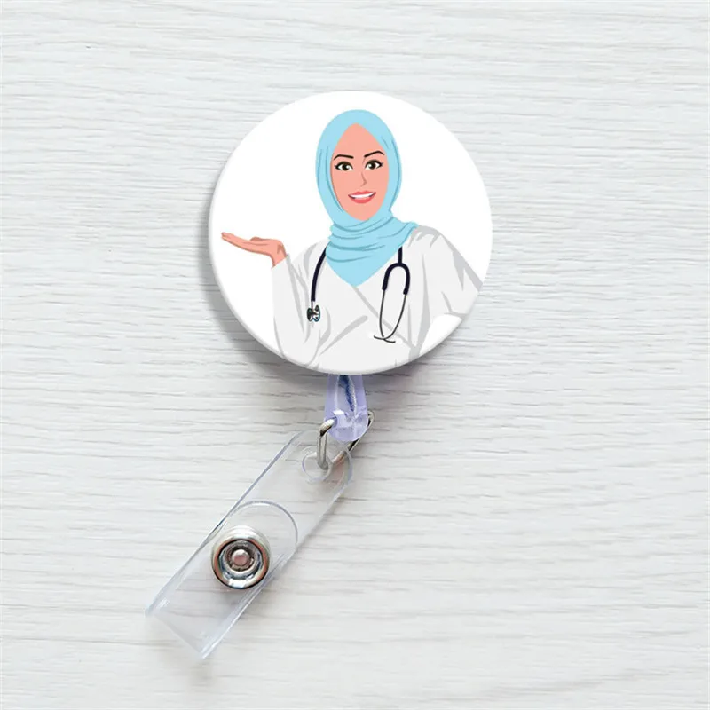 

1pcs Cartoon Retractable Badge Reel Student Nurse Horizontal type Exhibition ID Name Card Badge Holder Office Supplies