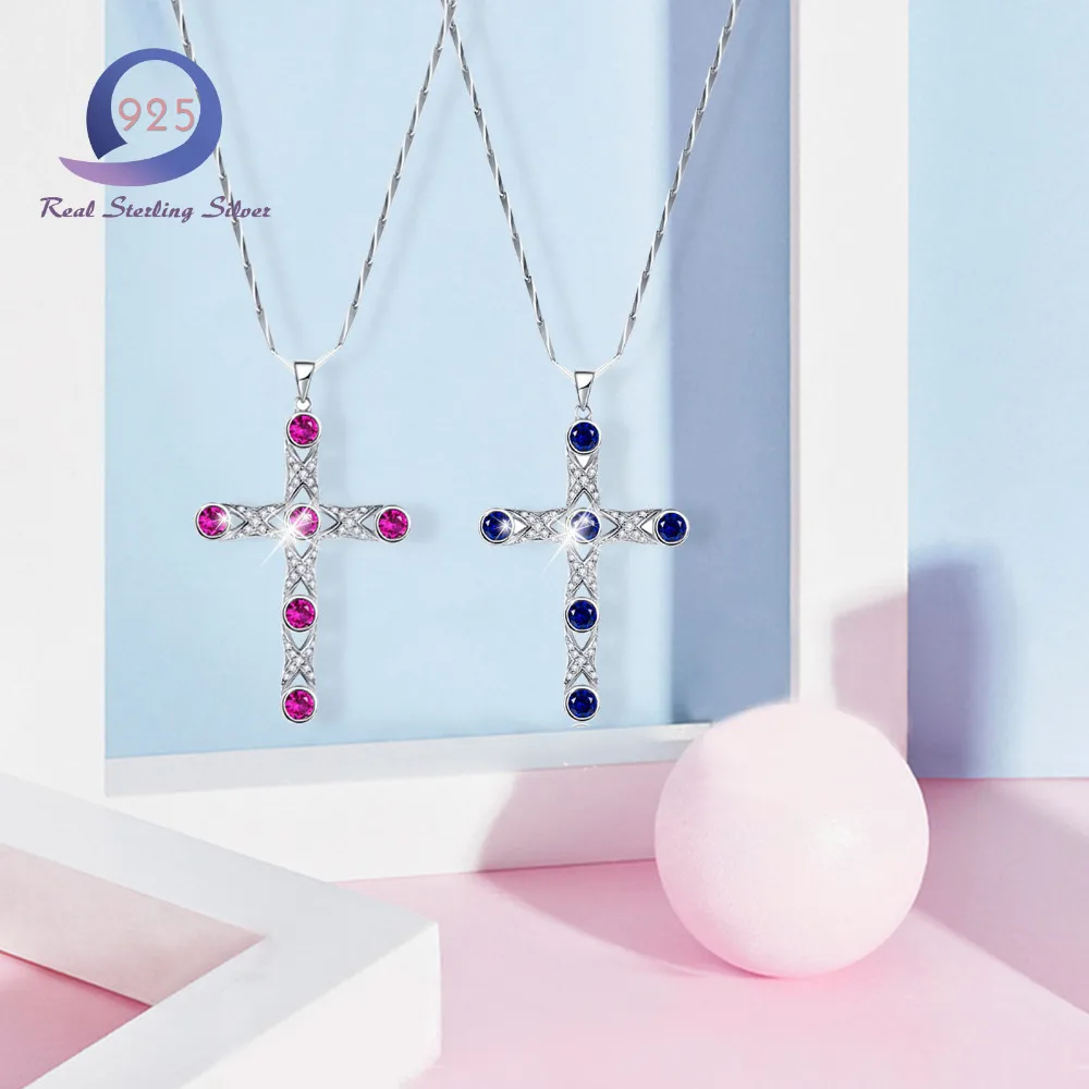 Merthus 925 Sterling Silver Nacklace with Lab-Created Gemstone Engagement Party Wedding Cross Pendant Necklace for Fashion lady
Merthus 925 Sterling Silver Nacklace with Lab-Created Gemstone Engagement Party Wedding Cross Pendant Necklace for Fashion lady