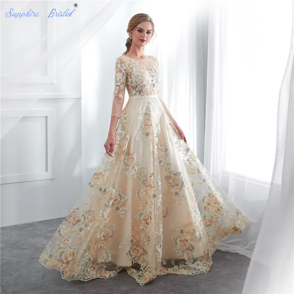 Sapphire Bridal 2019 Women's Champagne Lace Patten Long Party Gowns Robe De Soiree Vestido De Festa 3/4 Sleeves Evening Dress
Sapphire Bridal 2019 Women's Champagne Lace Patten Long Party Gowns Robe De Soiree Vestido De Festa 3/4 Sleeves Evening Dress