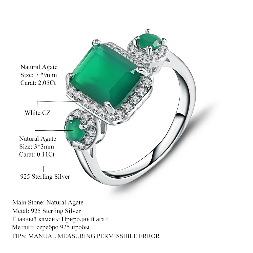 Gem's Ballet 2.28Ct Natural Green Agate Gemstone Rings For Women 925 Sterling Silver Cocktail Wedding Ring Fine Jewelry
Gem's Ballet 2.28Ct Natural Green Agate Gemstone Rings For Women 925 Sterling Silver Cocktail Wedding Ring Fine Jewelry