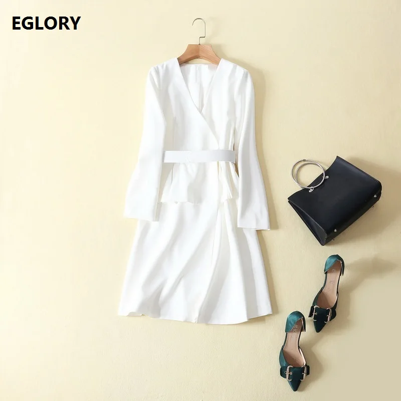 Women Clothing Celebrity Fashion 2019 Autumn Winter High Quality V-Neck With Belts Black White Party One Piece Dresses OL
Women Clothing Celebrity Fashion 2019 Autumn Winter High Quality V-Neck With Belts Black White Party One Piece Dresses OL