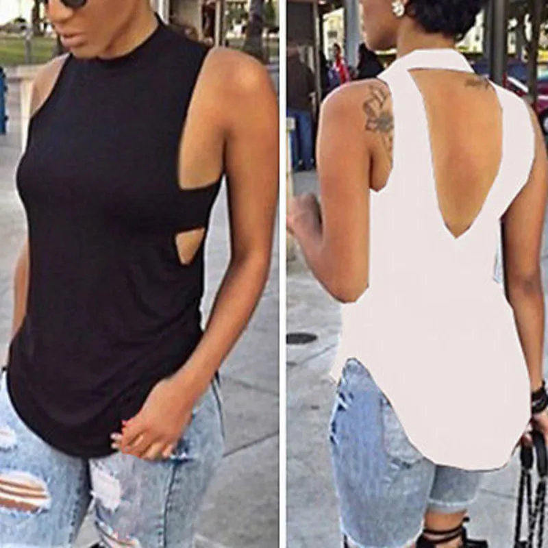 Cotton Black White Sleeveless Tops Vest Back Hole Tank Women Summer Casual Backless Halter Tank Tops
Cotton Black White Sleeveless Tops Vest Back Hole Tank Women Summer Casual Backless Halter Tank Tops