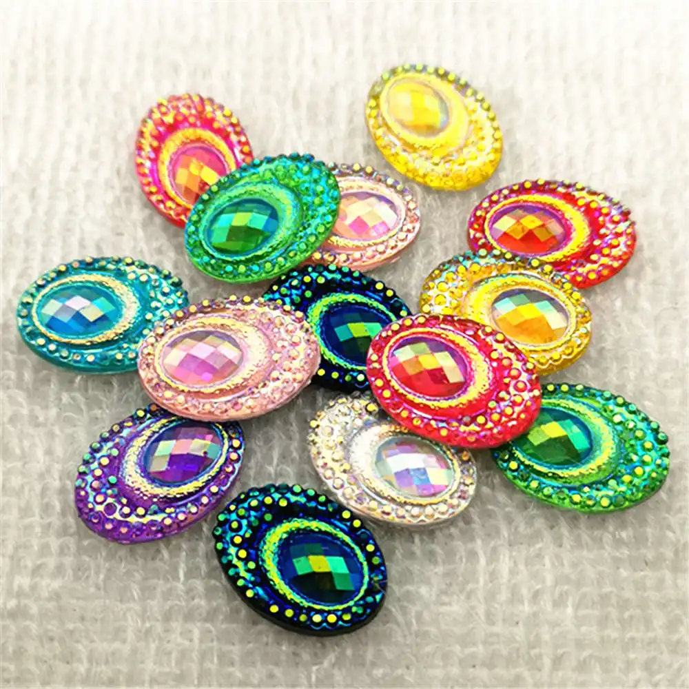40PCS 13mm*18mm AB Resin Peacock eye Rhinestone Flatback Wedding Diy Button Crafts
40PCS 13mm*18mm AB Resin Peacock eye Rhinestone Flatback Wedding Diy Button Crafts