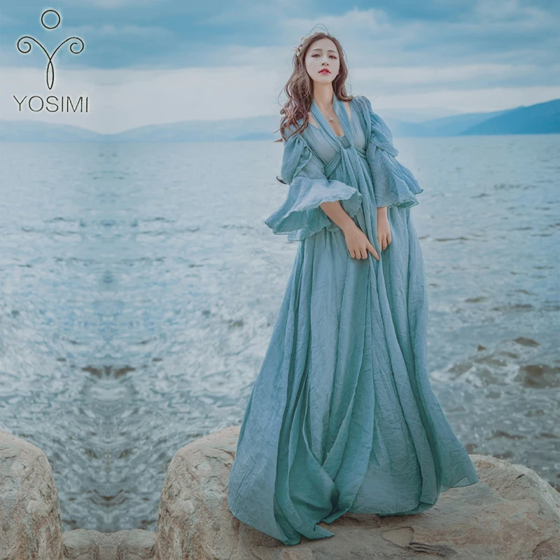 YOSIMI 2018 летнее длинное женское платье макси Элегантное Длинное Платье Феи из
