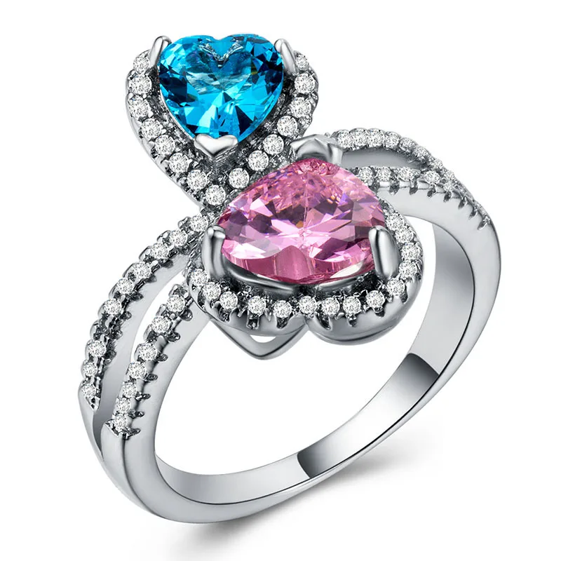 Huitan Luxury Heart Ring For Girl With Two Different Color Double Heart CZ Prong Setting Women Jewelry Ring Fashion Accessory
Huitan Luxury Heart Ring For Girl With Two Different Color Double Heart CZ Prong Setting Women Jewelry Ring Fashion Accessory