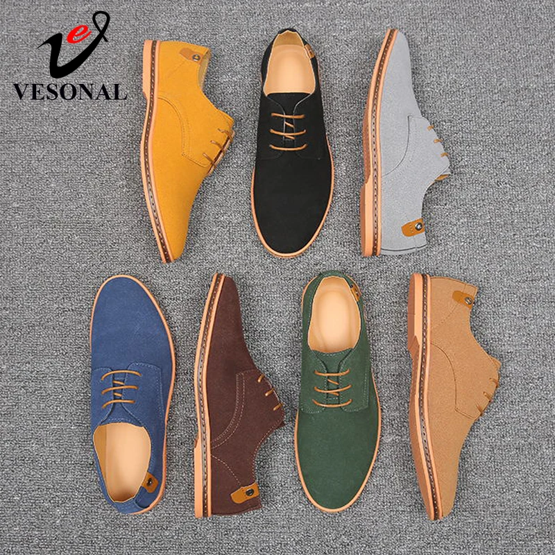 VESONAL Brand 2019 Spring Autumn Suede Leather Men Shoes Oxford Casual Classic Sneakers For Male Comfortable Shoe Footwear 38-46 | Обувь