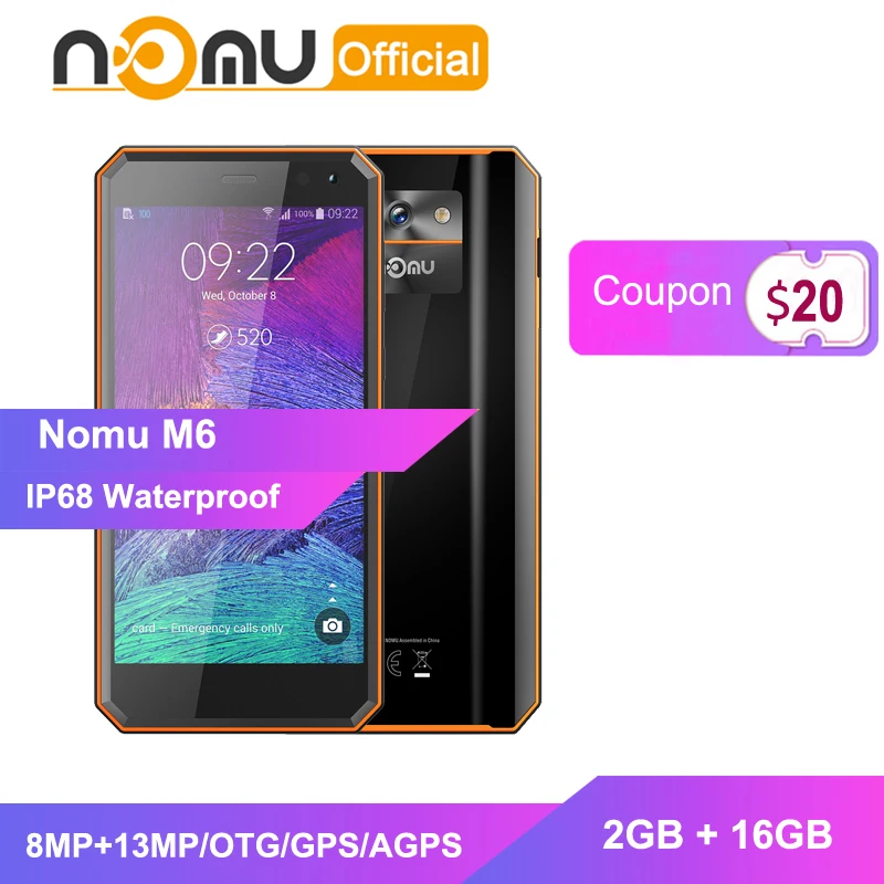 Nomu M6 смартфон с 5 дюймовым дисплеем четырёхъядерным процессором MTK6737 ОЗУ 2 Гб ПЗУ 16