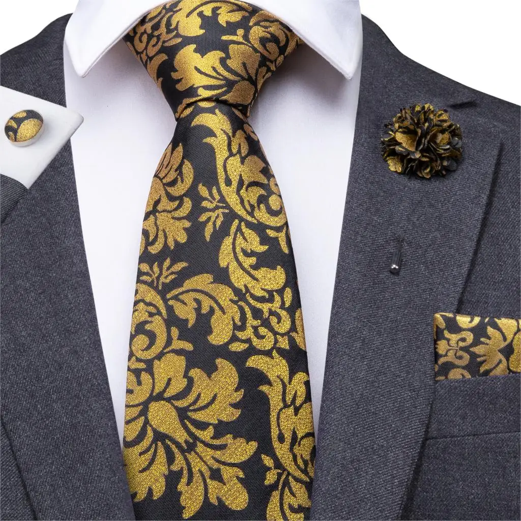 CX-3058 Men's Tie Set Classic Necktie Handkerchief Set Gold Black Floral Ties Pocket Square Party Wedding flower Ties For Men
CX-3058 Men's Tie Set Classic Necktie Handkerchief Set Gold Black Floral Ties Pocket Square Party Wedding flower Ties For Men