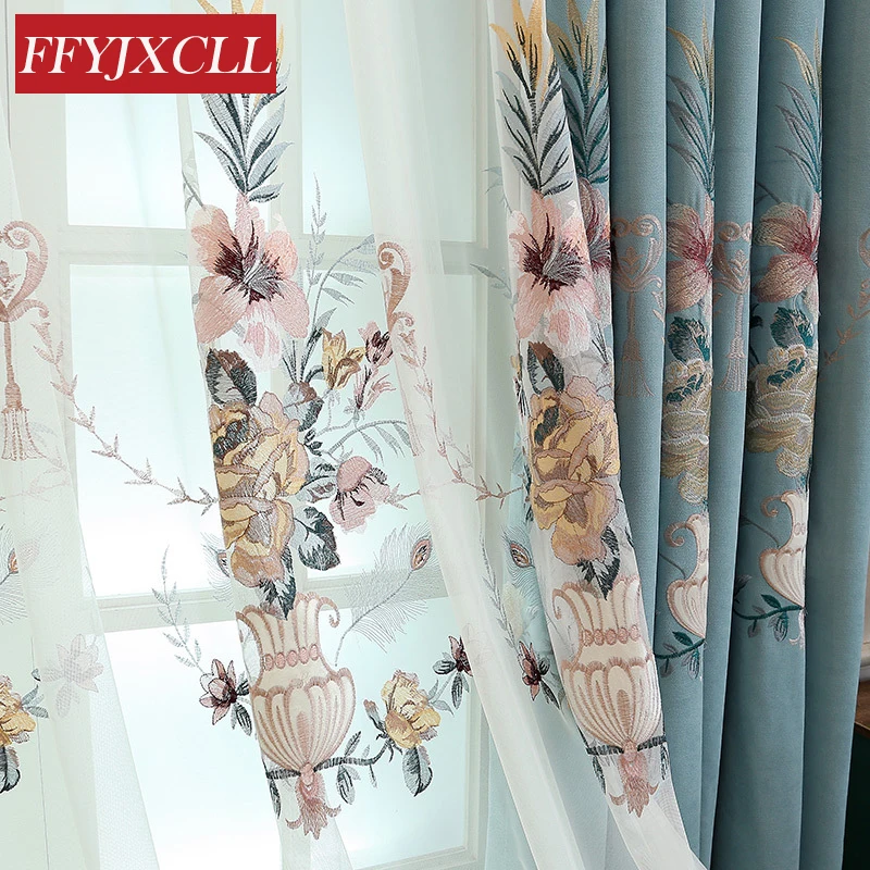 Home Europe Luxury Blackout Curtains For living Room Bedroom Window Floral Embroidered 80% Shading Curtains Drapes Decoration
Home Europe Luxury Blackout Curtains For living Room Bedroom Window Floral Embroidered 80% Shading Curtains Drapes Decoration