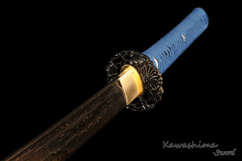 Gold Blade Japanese Katana Fantasy Sword Handforged Folded Steel Blue Wooden Scabbard Full Tang Sharpness Ready
Gold Blade Japanese Katana Fantasy Sword Handforged Folded Steel Blue Wooden Scabbard Full Tang Sharpness Ready