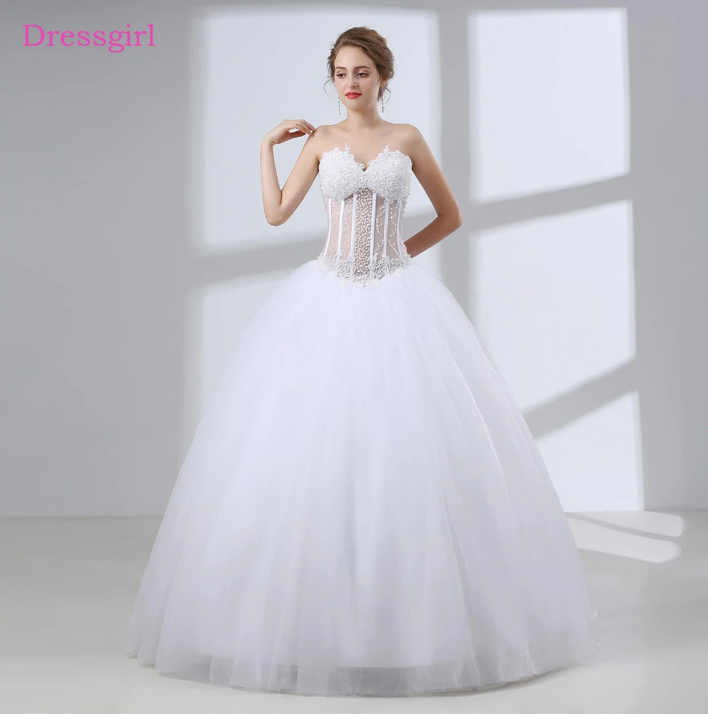 See Through Vestido De Noiva Wedding Dresses Ball Gown Sweetheart Tulle Lace Pearls Boho Cheap Wedding Gown Bridal Dresses
See Through Vestido De Noiva Wedding Dresses Ball Gown Sweetheart Tulle Lace Pearls Boho Cheap Wedding Gown Bridal Dresses