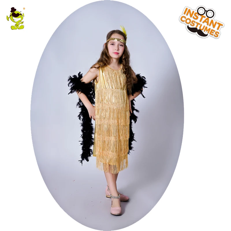 Gold Tassel Costume for Girls Fashion Clothes Carnival Cosplay Flapper Dresses Purim Role Play Party Fancy Dress Up for Children
Gold Tassel Costume for Girls Fashion Clothes Carnival Cosplay Flapper Dresses Purim Role Play Party Fancy Dress Up for Children