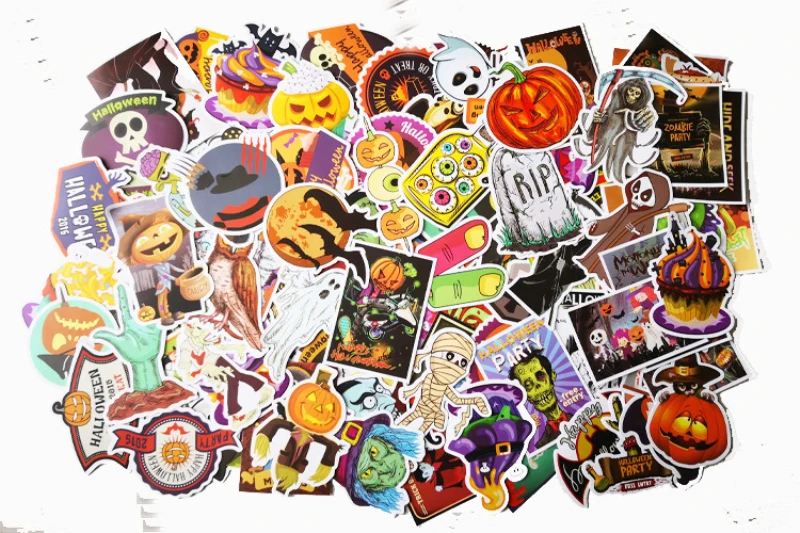100pcs/Pack Halloween Theme Decoration Stickers for Home Doodle Laptop Skateboard Suitcase Sticker Bike Car Motorcycle | Игрушки и хобби