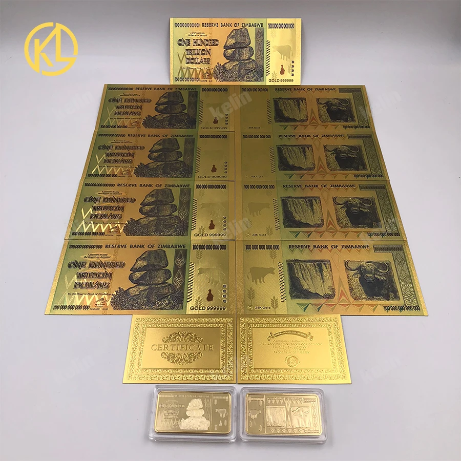 400pcs/lot Zimbabwe Banknote 100 Trillion Dollar Banknote Gold Foil Bill Note for game playing money or souvenir collection
400pcs/lot Zimbabwe Banknote 100 Trillion Dollar Banknote Gold Foil Bill Note for game playing money or souvenir collection