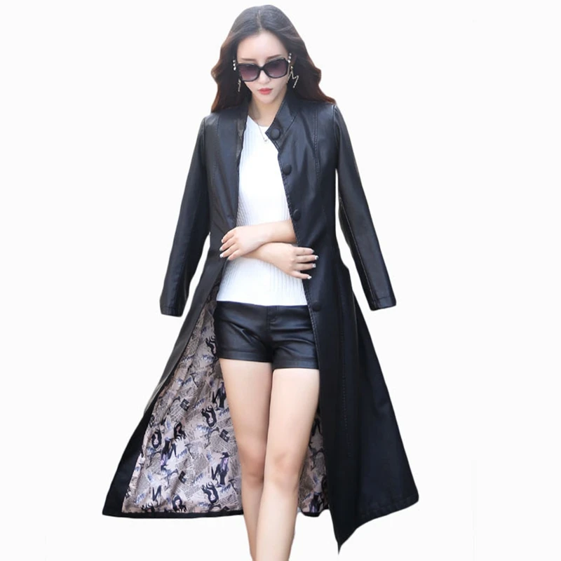 2019 new arrival women autumn winter trench plus size x-length coat slim moto&biker female fashion leather overcoat ZL691
2019 new arrival women autumn winter trench plus size x-length coat slim moto&biker female fashion leather overcoat ZL691